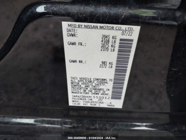 1N4AZ1BVXPC551012 Nissan Leaf S 40 Kwh