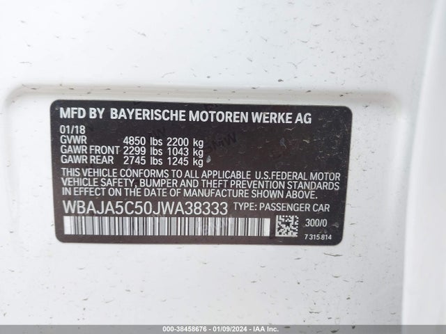 BMW 530I 2018 WBAJA5C50JWA38333 Image 9