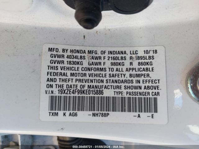 19XZE4F99KE015886 Honda Insight Touring