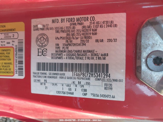 Ford MUSTANG GT 2017 1FA6P8CF2H5341294 Image 9