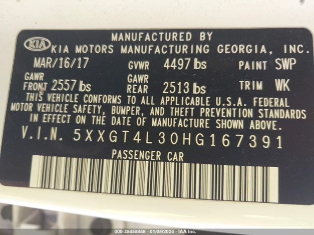 5XXGT4L30HG167391 KIA Optima Lx