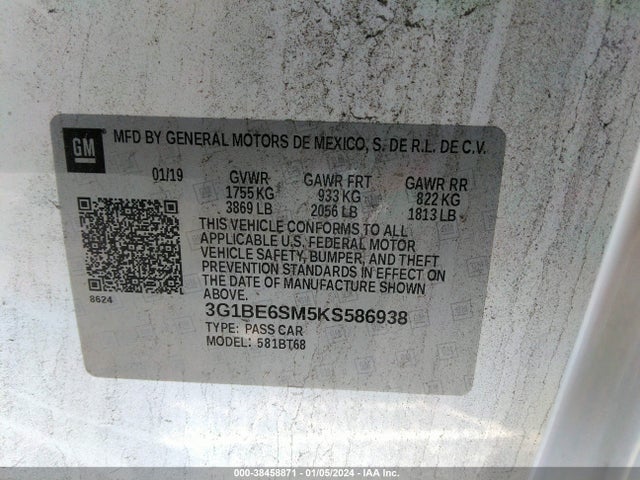 Chevrolet CRUZE LT 2019 3G1BE6SM5KS586938 Image 9