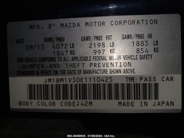 JM1BM1V30E1110425 Mazda Mazda3 S Touring