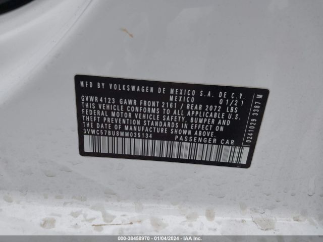 3VWC57BU8MM035134 Volkswagen Jetta 1.4t R-line/1.4t S/1.4t Se