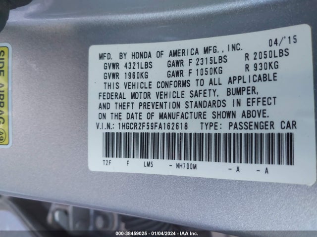 Honda Accord Sport 2015 1HGCR2F59FA162618 Image 9