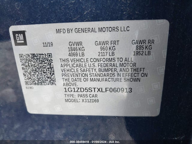 Chevrolet Malibu Fwd Lt 2020 1G1ZD5STXLF060913 Image 9