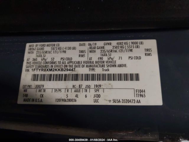1FTYR3XM2KKB29447 Ford Transit-250