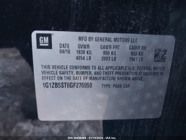 Chevrolet MALIBU LS 2016 1G1ZB5ST6GF276950 Image 9