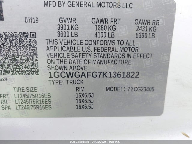 Chevrolet Express 2500 Work Van 2019 1GCWGAFG7K1361822 Image 9