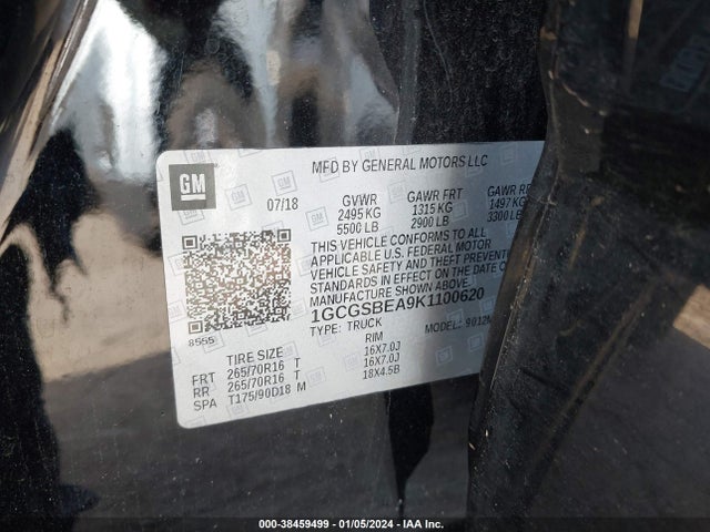 Chevrolet Colorado Wt 2019 1GCGSBEA9K1100620 Image 9