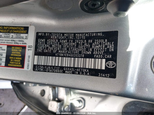 Toyota Avalon Touring 2016 4T1BK1EB4GU203278 Image 9