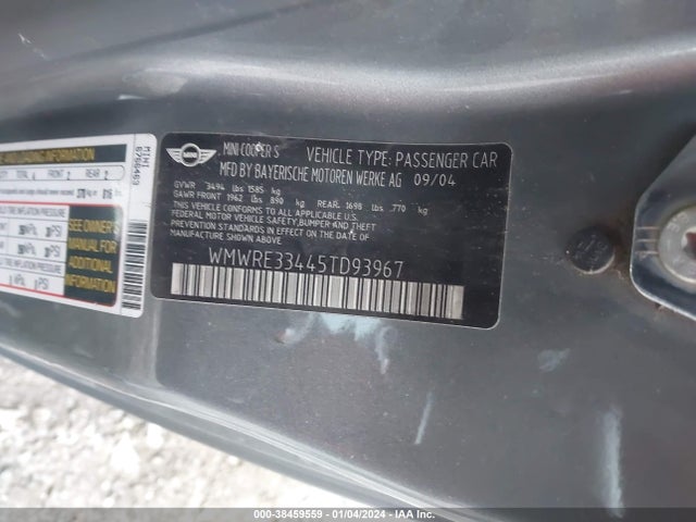 2005 MINI COOPER S WMWRE33445TD93967 Photo 8