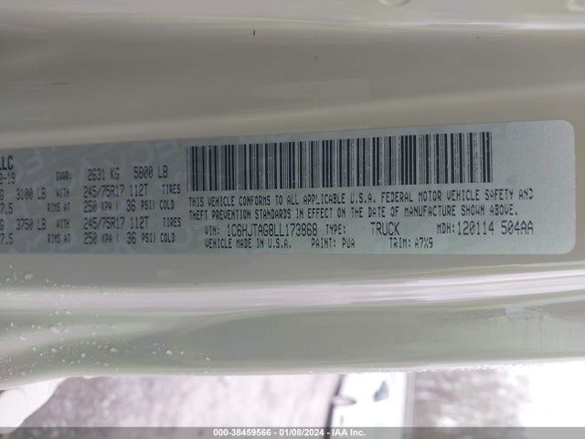 1C6HJTAG8LL173868 Jeep Gladiator Sport 4x4