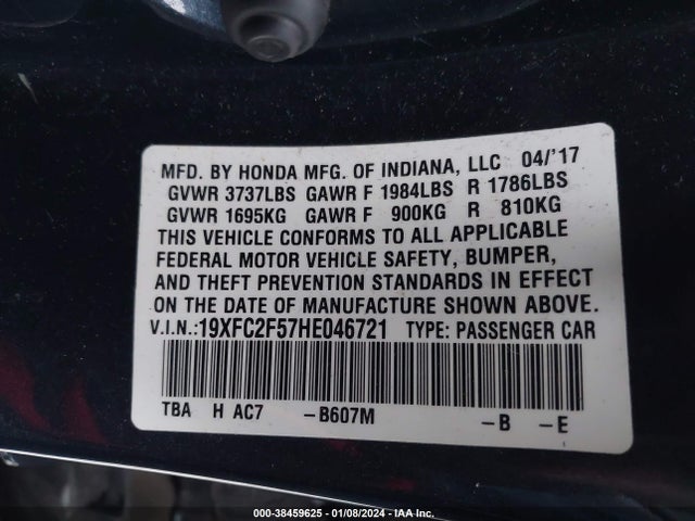 Honda Civic Lx 2017 19XFC2F57HE046721 Image 9