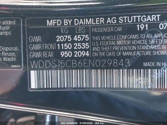 WDDSJ5CB6EN029843 Mercedes-Benz Cla 45 Amg 4matic