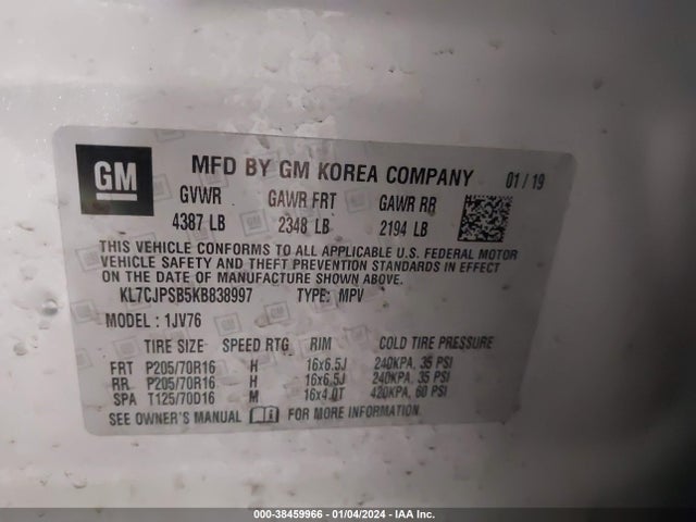 Chevrolet Trax Lt 2019 KL7CJPSB5KB838997 Image 9