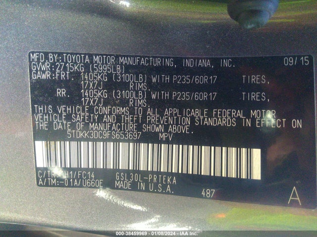 Toyota Sienna Le 8 Passenger 2015 5TDKK3DC9FS653697 Image 9
