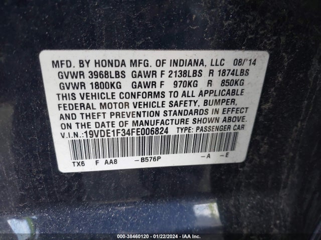 19VDE1F34FE006824 Acura Ilx 2.0l