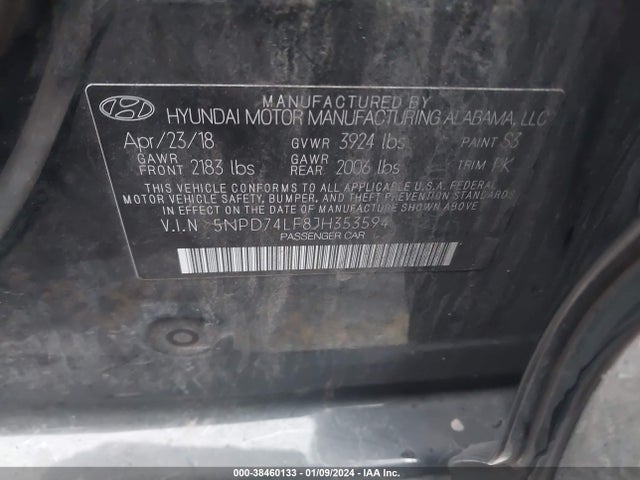 Hyundai ELANTRA SE 2018 5NPD74LF8JH353594 Image 9