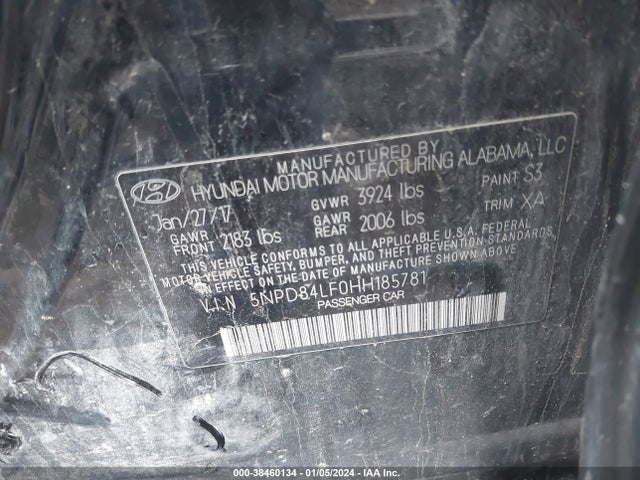 2017 HYUNDAI ELANTRA SE VIN: 5NPD84LF0HH185781