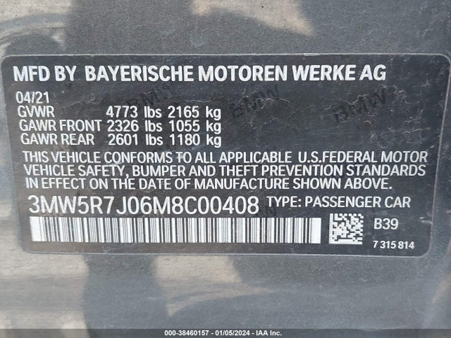 BMW 330i Xdrive 2021 3MW5R7J06M8C00408 Image 9
