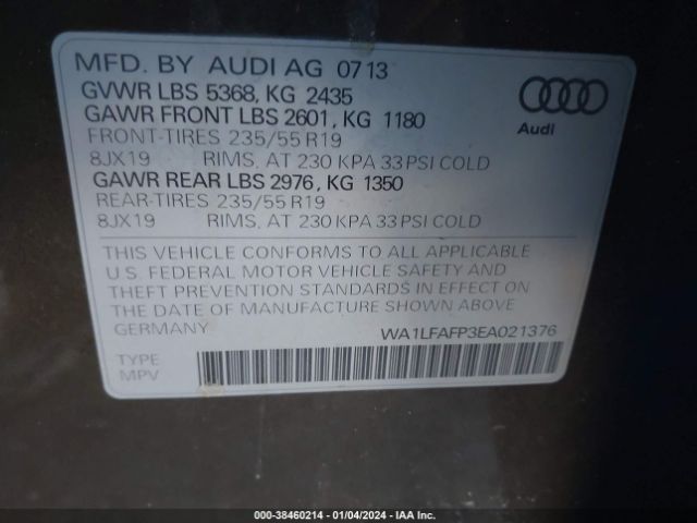 2014 AUDI Q5 WA1LFAFP3EA021376 Photo 8