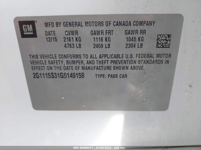 Chevrolet Impala 2lt 2016 2G1115S31G9149158 Image 9