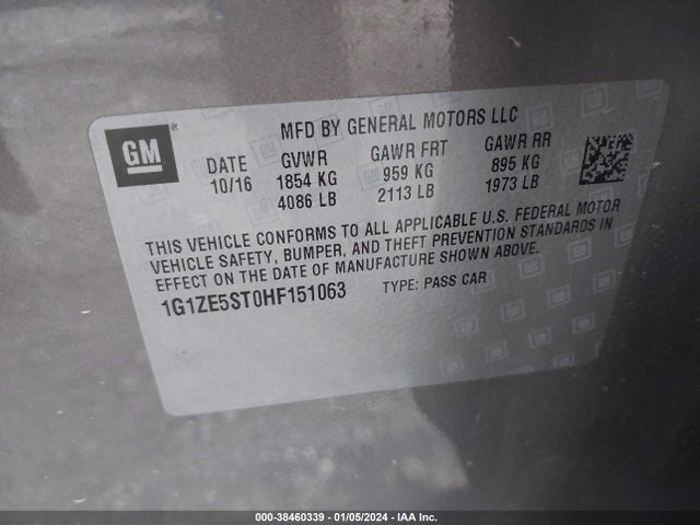 Chevrolet MALIBU 1LT 2017 1G1ZE5ST0HF151063 Image 9