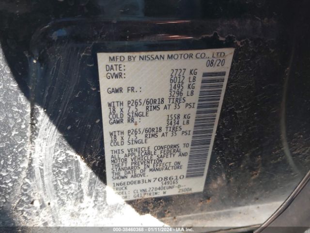 1N6ED0EB3LN708610 Nissan Frontier Sv 4x4