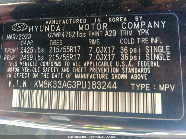 2023 HYUNDAI KONA ELECTRIC SEL VIN: KM8K33AG3PU183244