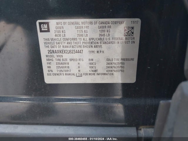 Chevrolet EQUINOX LT 2018 2GNAXKEX2J6234447 Image 9