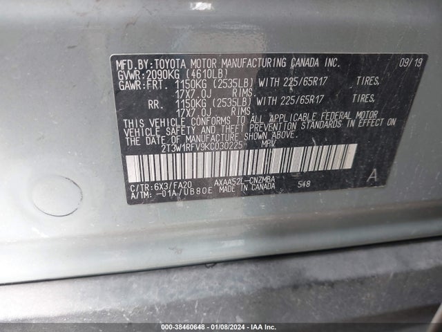 Toyota Rav4 Xle 2019 2T3W1RFV9KC030225 Image 9