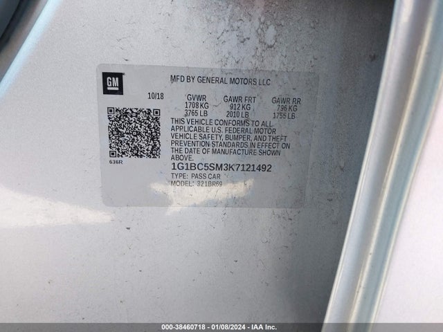 Chevrolet CRUZE LS 2019 1G1BC5SM3K7121492 Image 9
