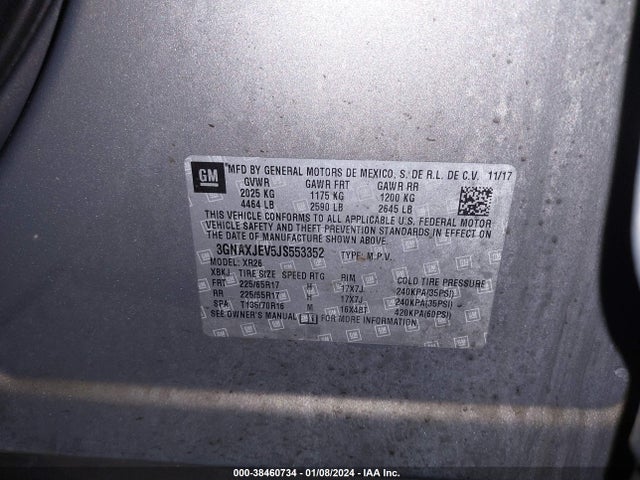 Chevrolet EQUINOX LT 2018 3GNAXJEV5JS553352 Image 9