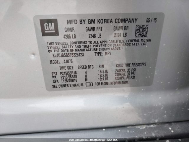KL4CJBSB5FB225123 Buick Encore Convenience