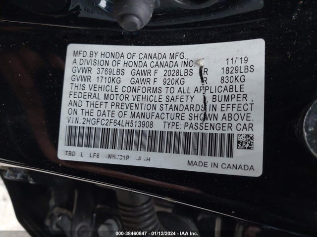 Honda Civic Lx 2020 2HGFC2F64LH513908 Image 9