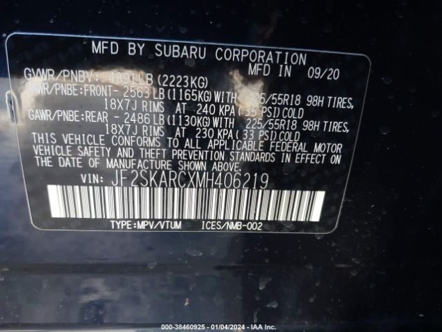 JF2SKARCXMH406219 Subaru Forester Sport