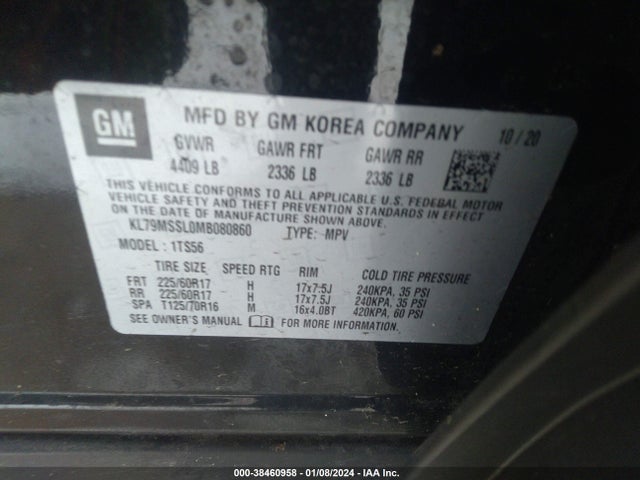Chevrolet Trailblazer Awd Activ 2021 KL79MSSL0MB080860 Image 9