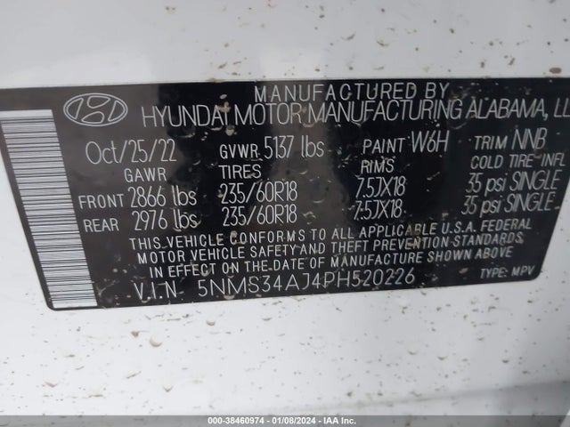 Hyundai Santa Fe Sel 2023 5NMS34AJ4PH520226 Image 9