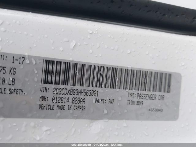 2C3CDXBG3HH563821 Dodge Charger Se Rwd