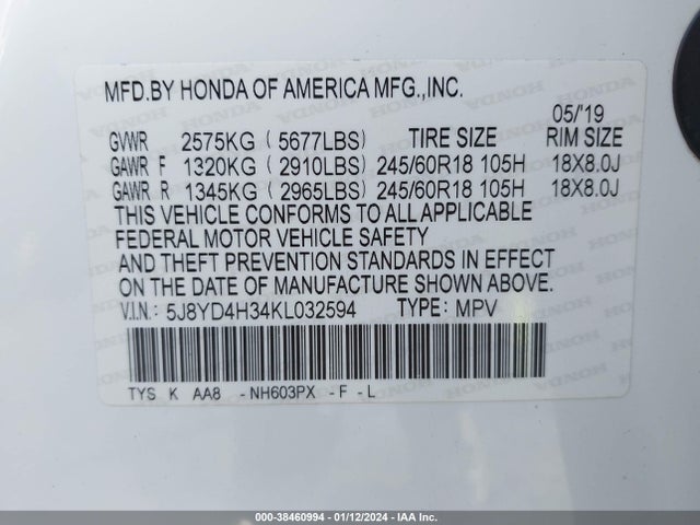 Acura Mdx 3.5l (a9) 2019 5J8YD4H34KL032594 Image 9