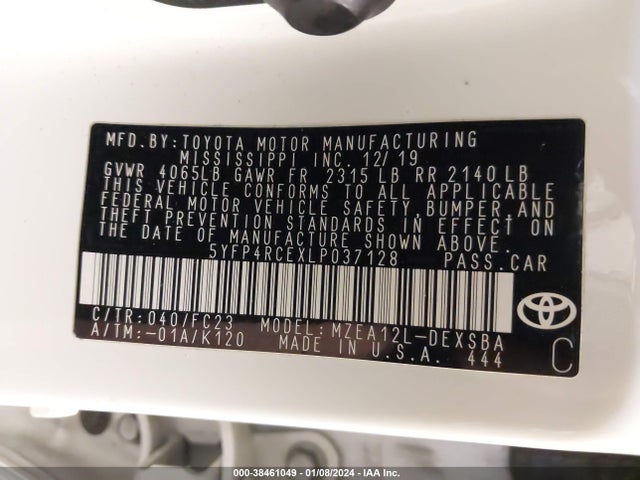 Toyota COROLLA SE 2020 5YFP4RCEXLP037128 Image 9