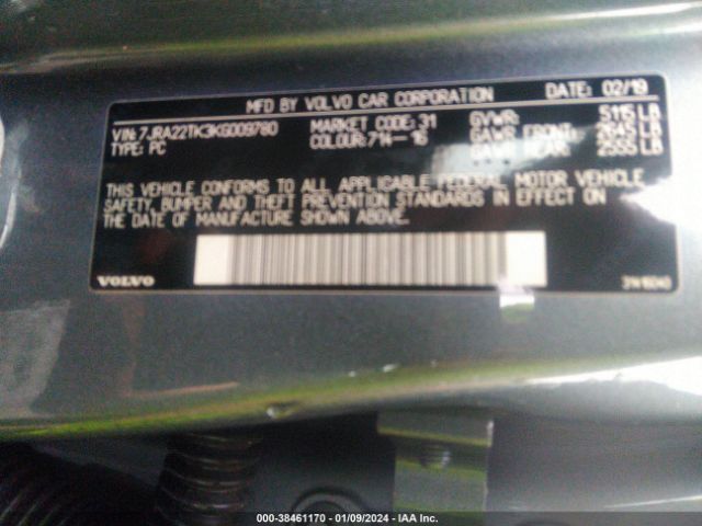 7JRA22TK3KG009780 Volvo S60 T6 Momentum