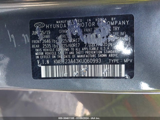 Hyundai TUCSON SE 2019 KM8J23A43KU060993 Image 9