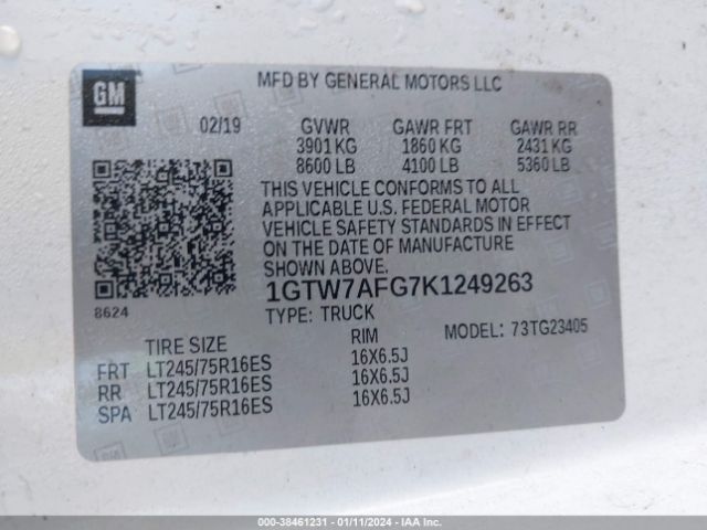 1GTW7AFG7K1249263 GMC Savana 2500 Work Van