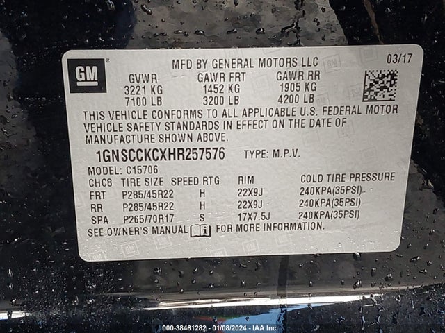 Chevrolet Tahoe Premier 2017 1GNSCCKCXHR257576 Image 9