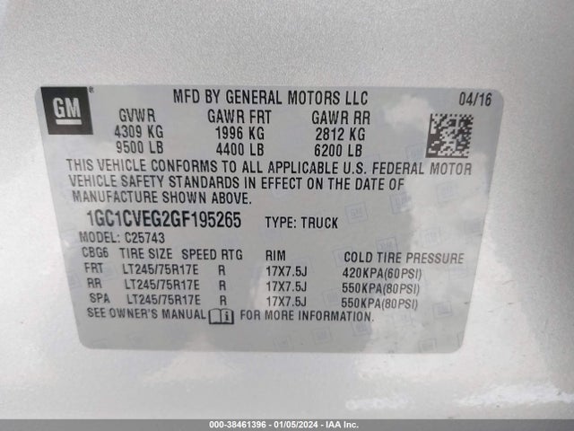 Chevrolet Silverado 2500hd Lt 2016 1GC1CVEG2GF195265 Image 9