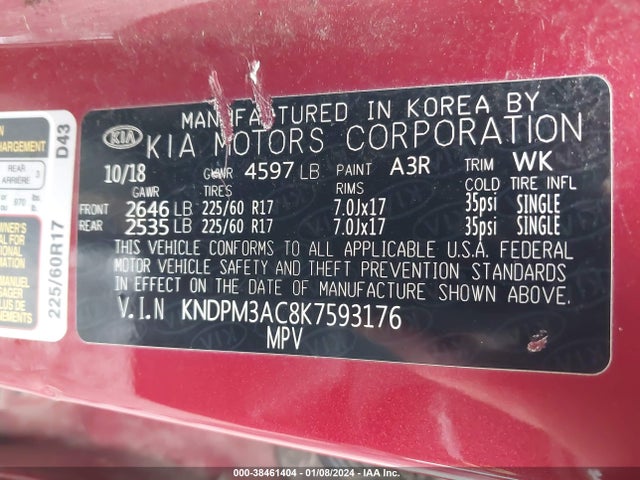 KIA Sportage Lx 2019 KNDPM3AC8K7593176 Image 9