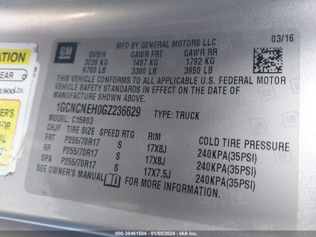 Chevrolet Silverado 1500 Wt 2016 1GCNCNEH0GZ236629 Image 9