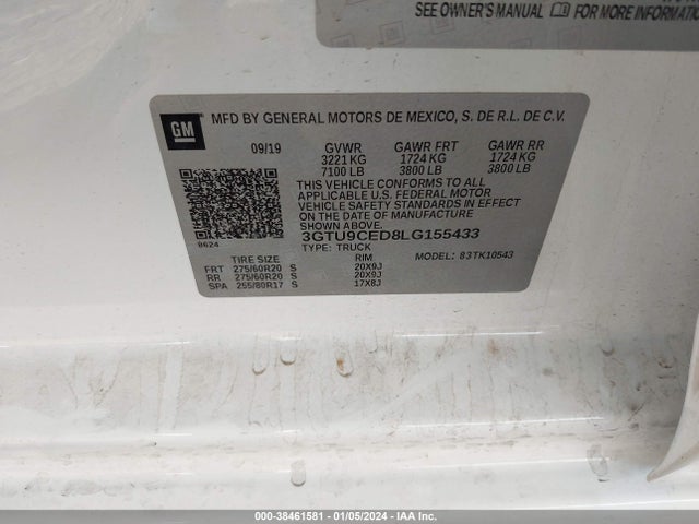 GMC Sierra 1500 4wd  Short Box Elevation 2020 3GTU9CED8LG155433 Image 9